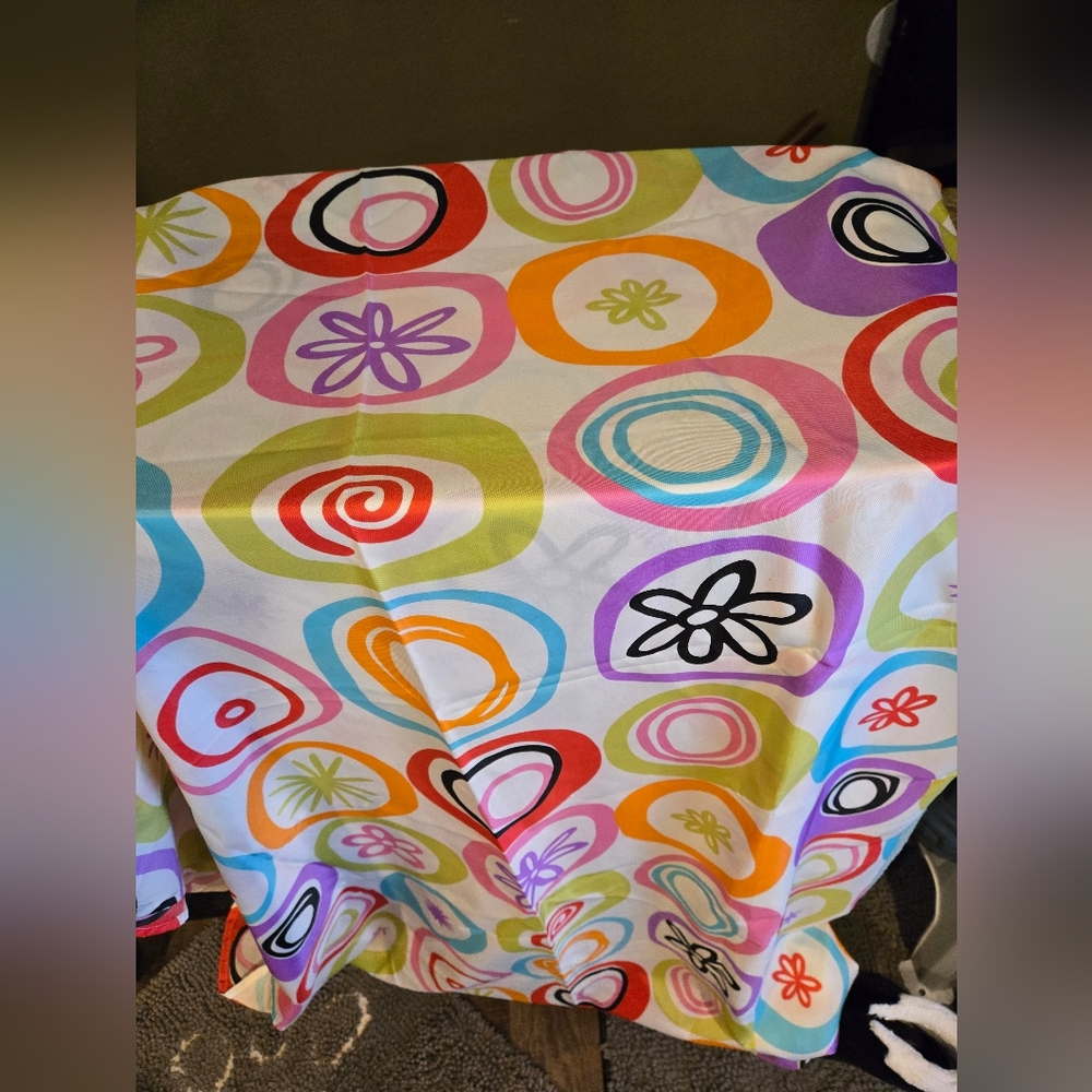 *** SOLD **** Colorful Geometric Patterned Fabric Shower Curtain